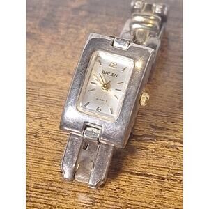 Vintage Gruen Ladies Rectangular Quartz Watch Silver Tone Bracelet
